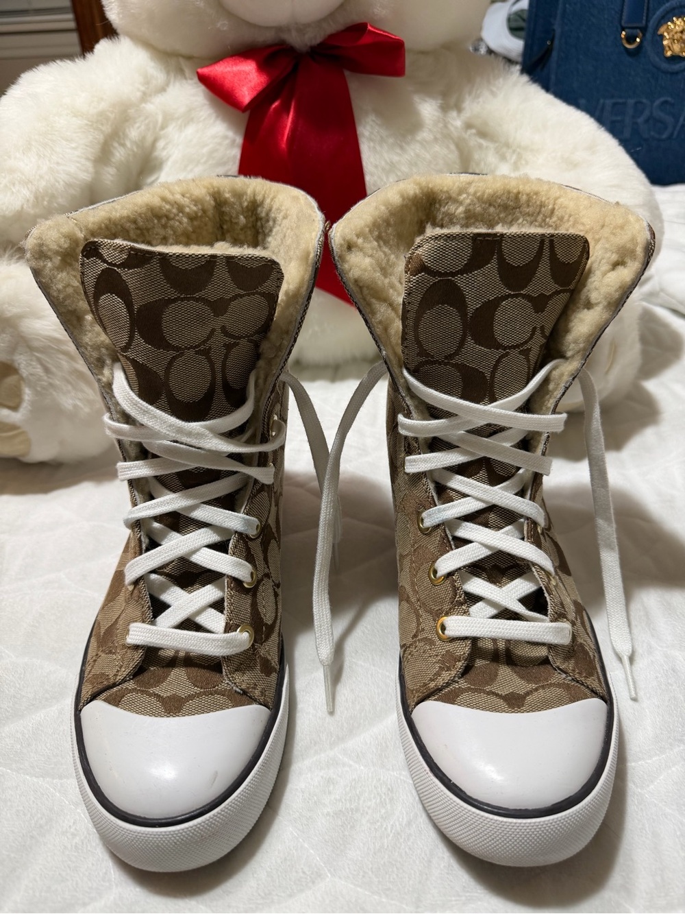 NEW! Coach Bonney Shearling High Top Sneakers size 7